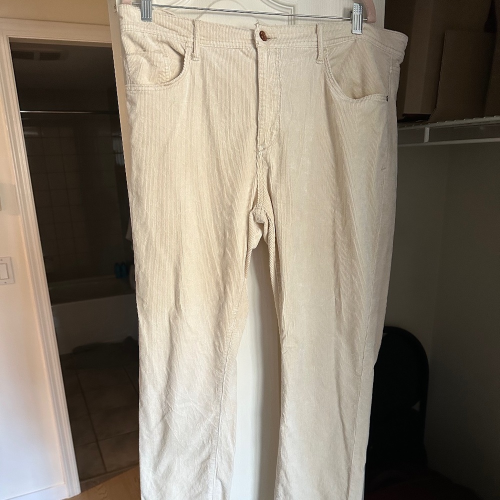 Anthropologie Cream Corduroy Pants Size 33 Tall
